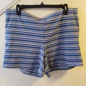 White and Blue Spontaneous Striped Shorts